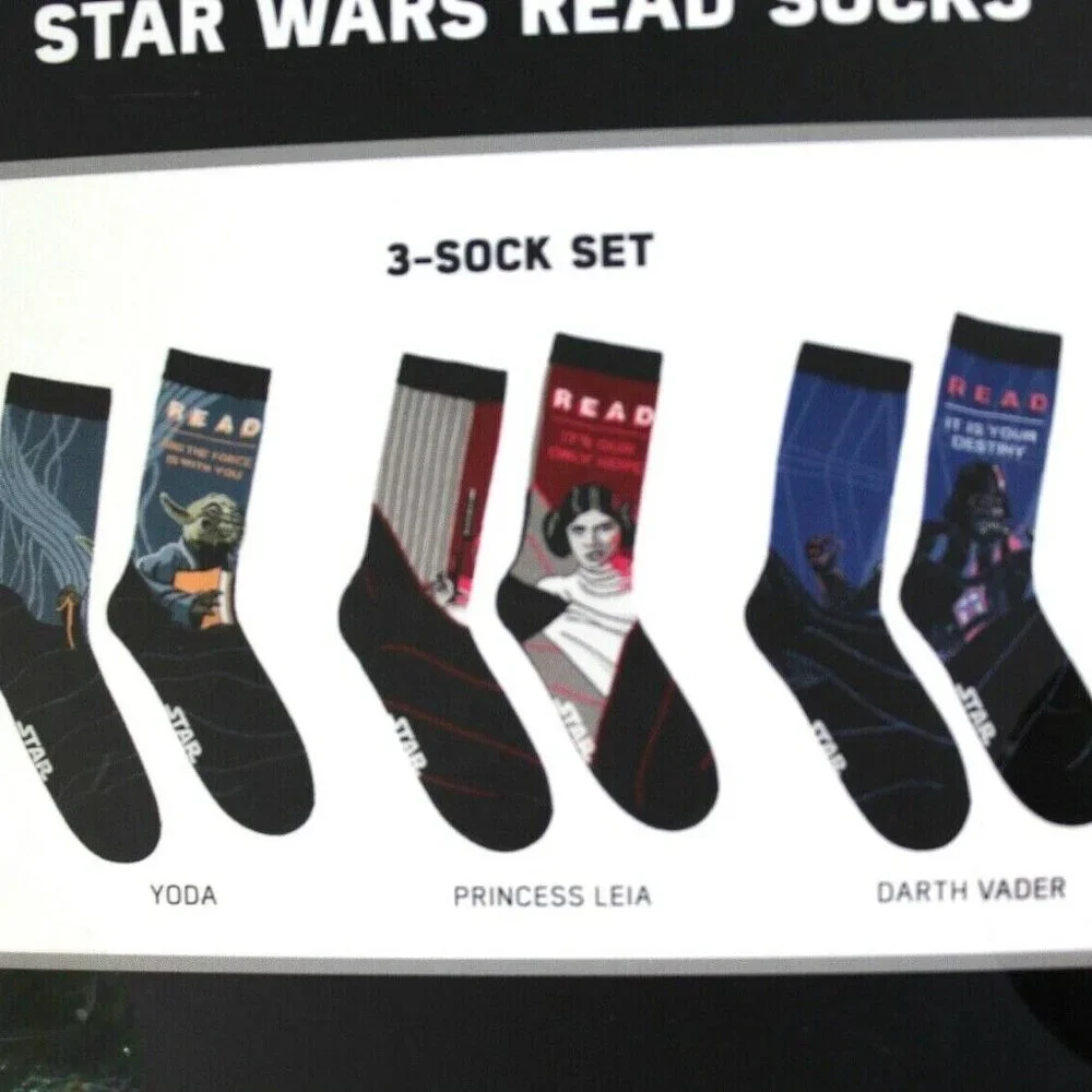 Star Wars Socks Yoda Princess Leia Darth Vader 3 Pairs
